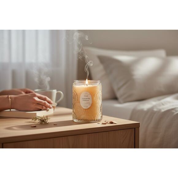 Leonen Co Oakmoss Santal Candle Large 18 oz No 47 Cut Glass Jar 80 Hr Burn Time - Picture 1 of 2